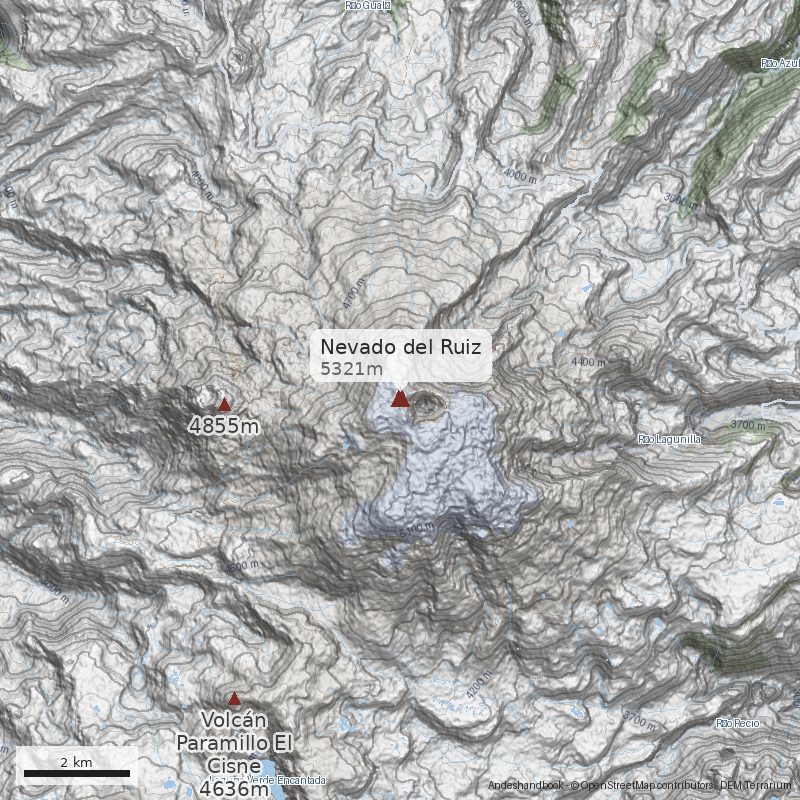 Mapa Nevado del Ruiz