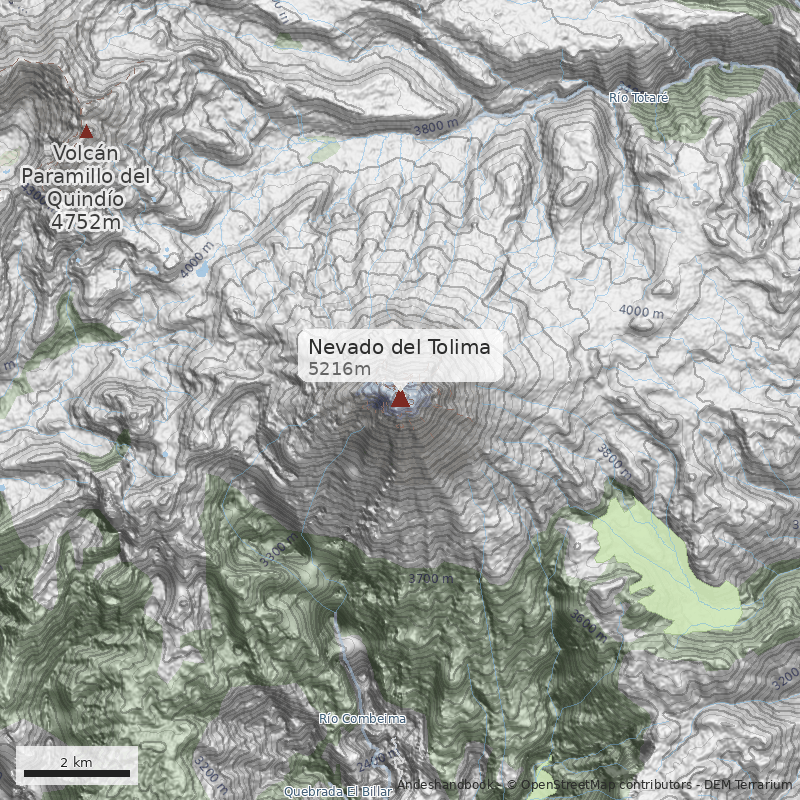 Mapa Nevado del Tolima