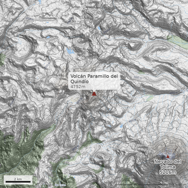 Mapa Volcán Paramillo del Quindío