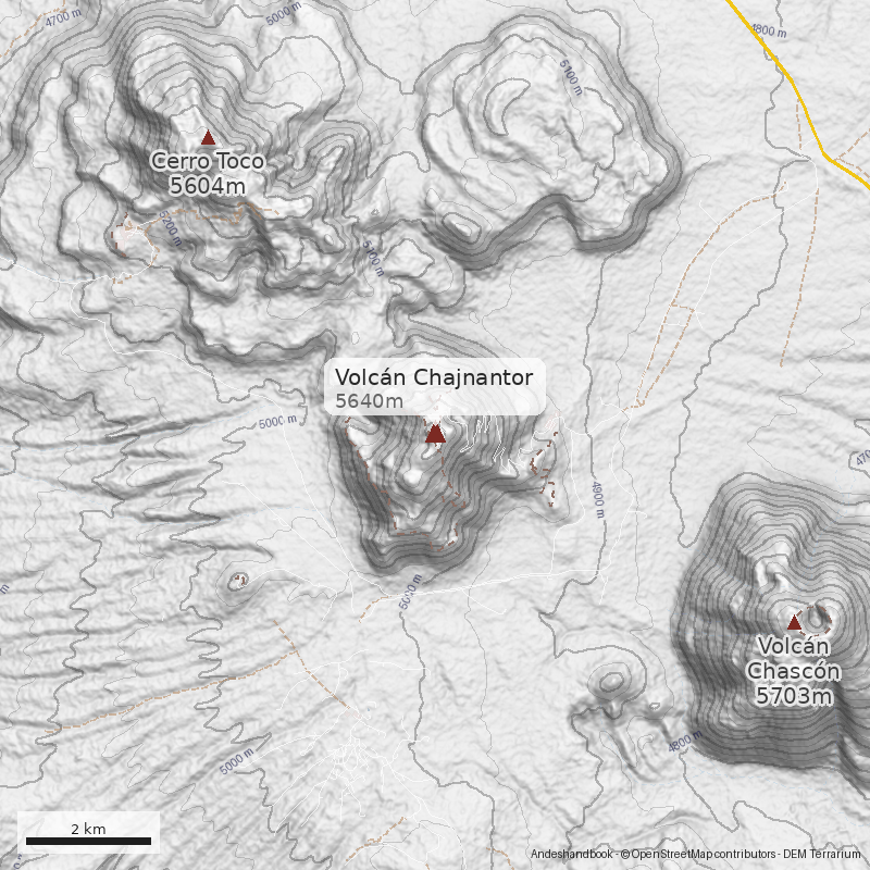 Mapa Volcán Chajnantor