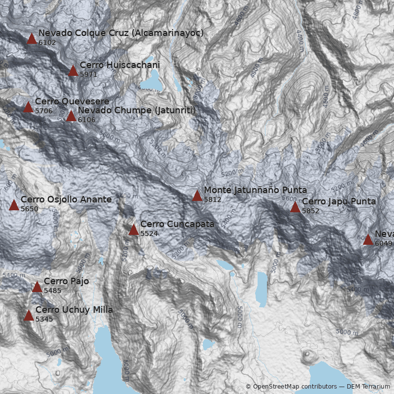 Mapa Monte Jatunñaño Punta