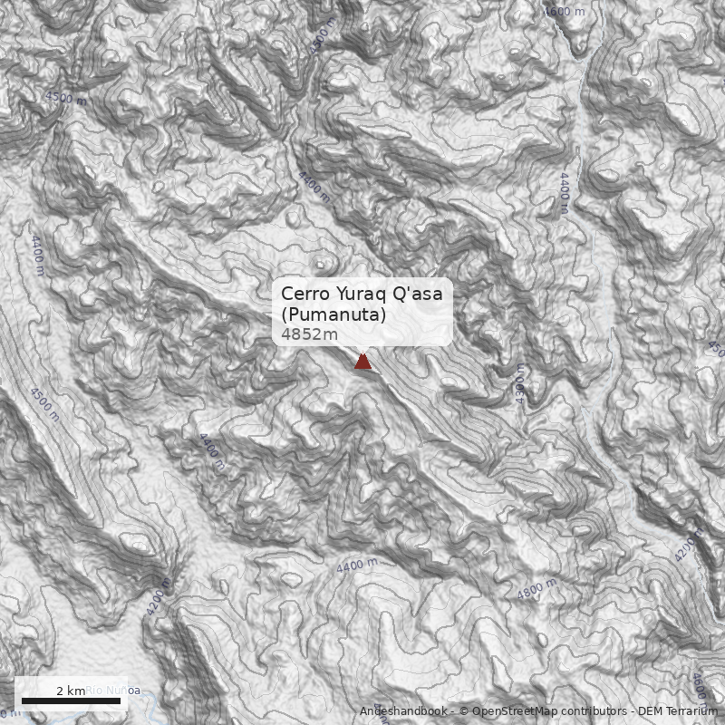 Mapa Cerro Yuraq Q'asa (Pumanuta)