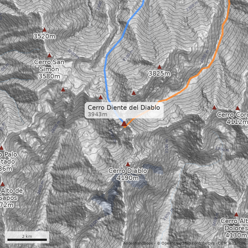 Mapa Cerro Diente del Diablo