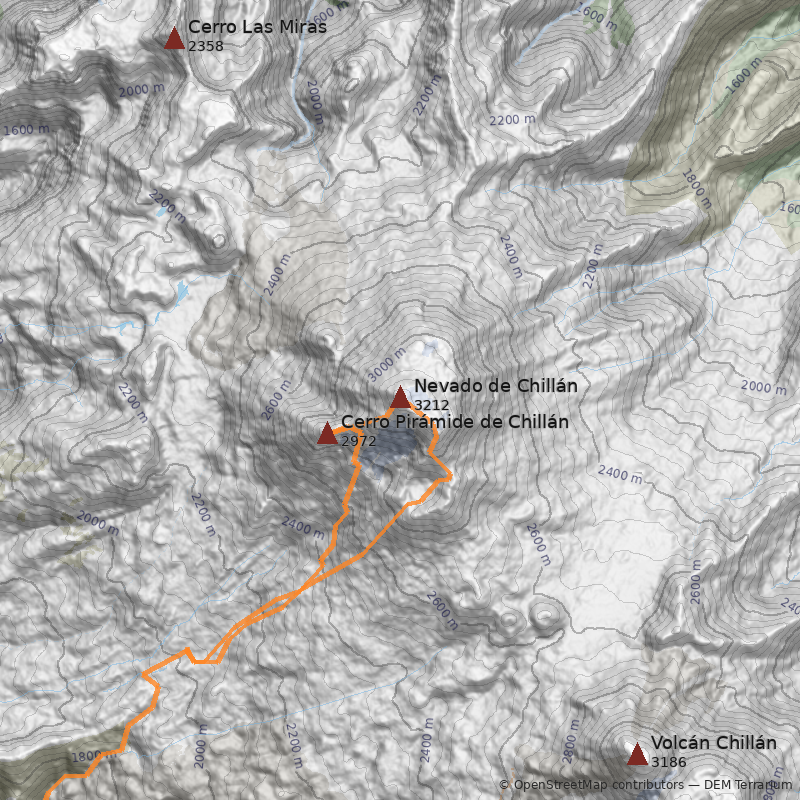 Mapa Nevado de Chillán
