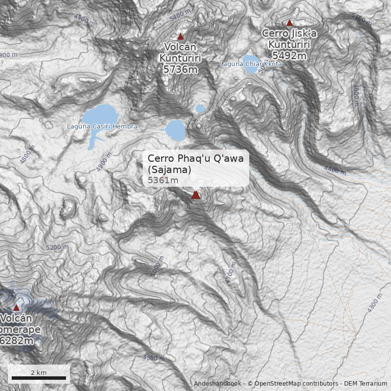 Mapa Cerro Phaq'u Q'awa (Sajama)