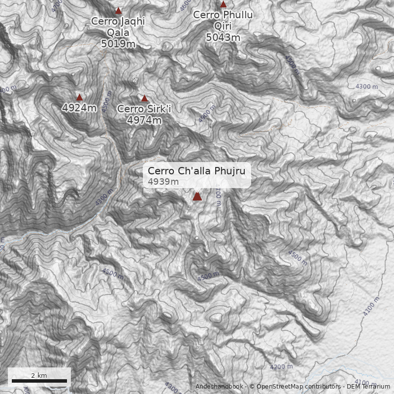 Mapa Cerro Ch'alla Phujru