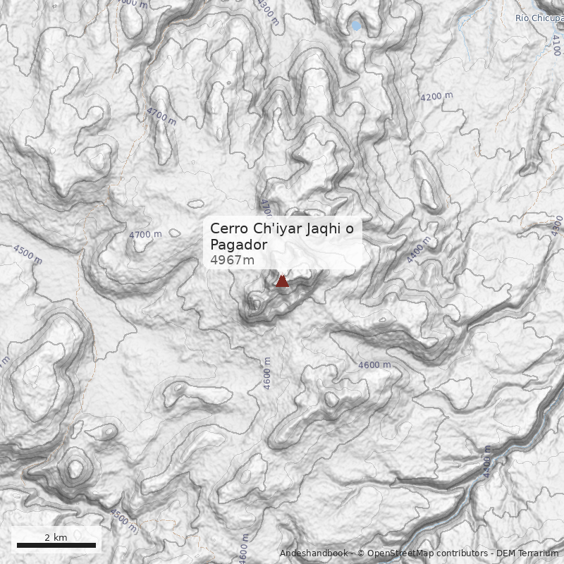 Mapa Cerro Ch'iyar Jaqhi o Pagador