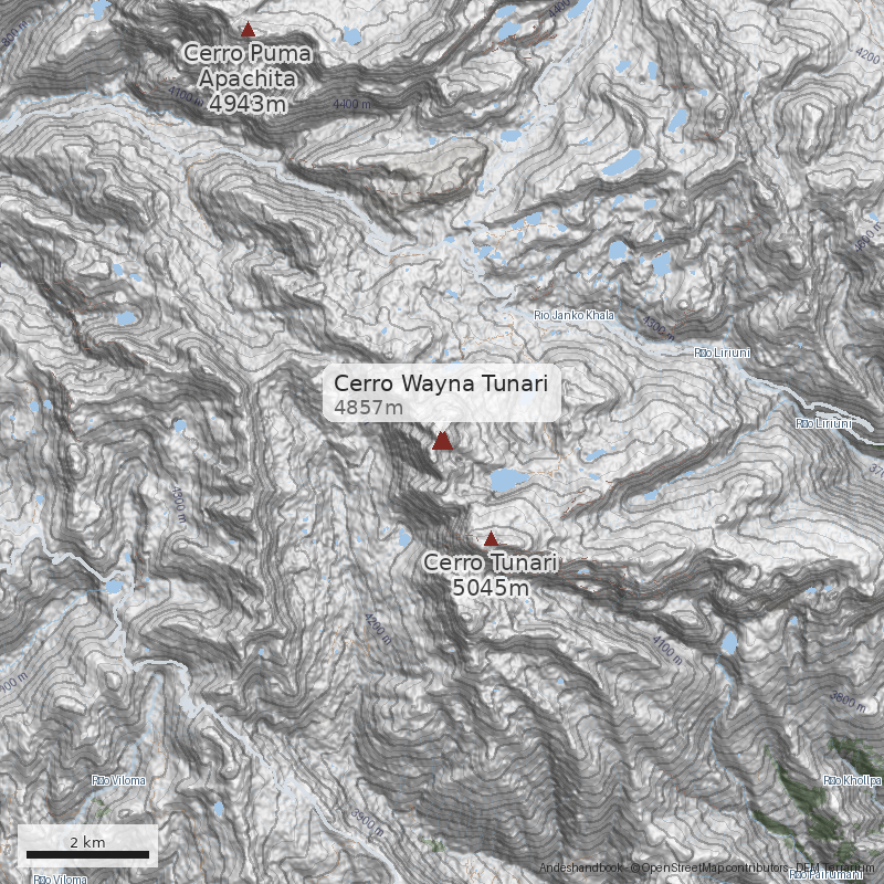 Mapa Cerro Wayna Tunari