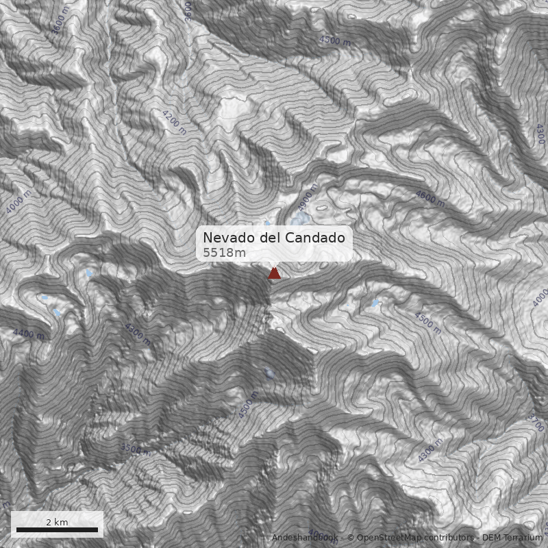 Mapa Nevado del Candado