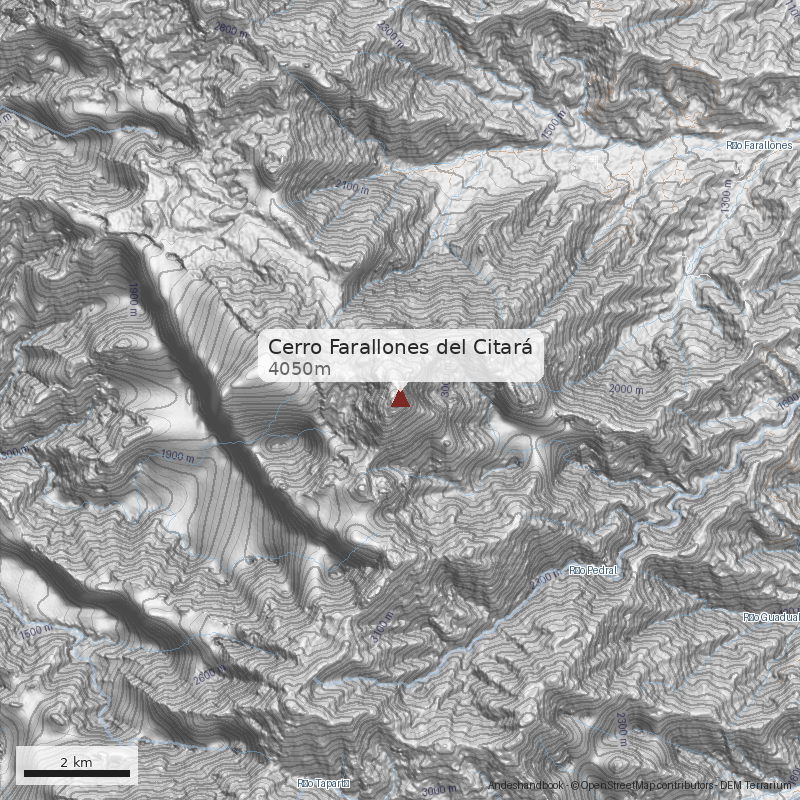 Mapa Cerro Farallones del Citará