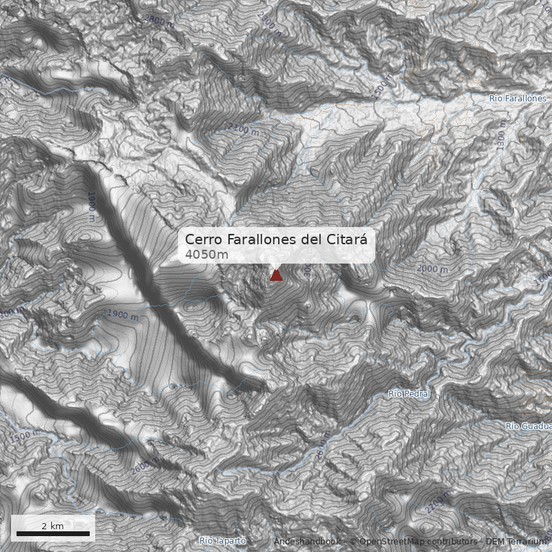Mapa Cerro Farallones del Citará