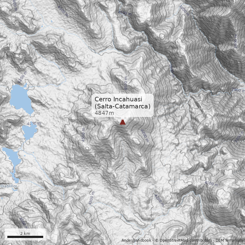 Mapa Cerro Incahuasi (Salta-Catamarca)