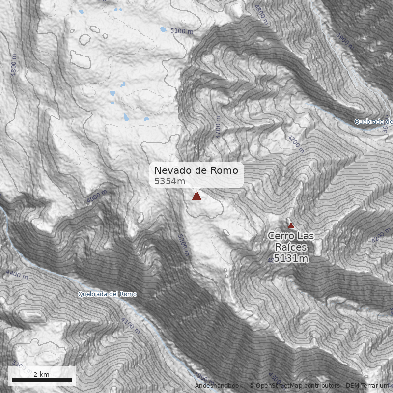Mapa Nevado de Romo