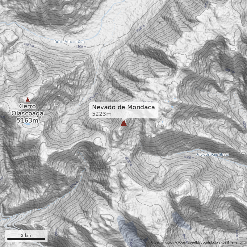 Mapa Nevado de Mondaca