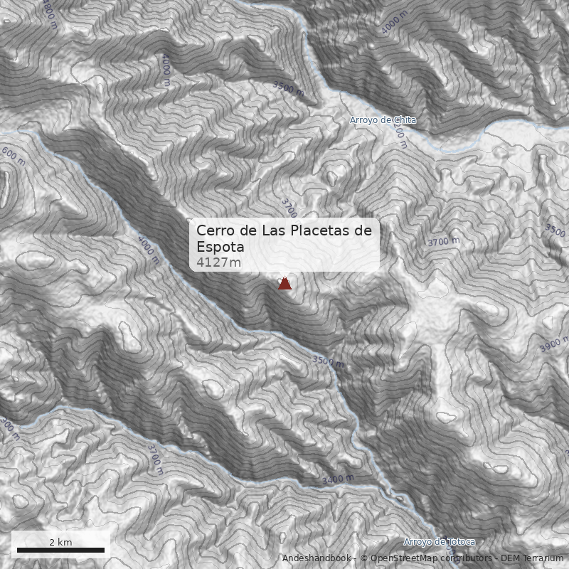 Mapa Cerro de Las Placetas de Espota