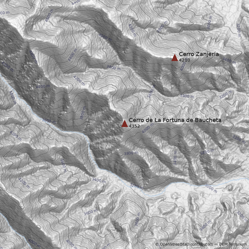 Mapa Cerro de La Fortuna de Baucheta