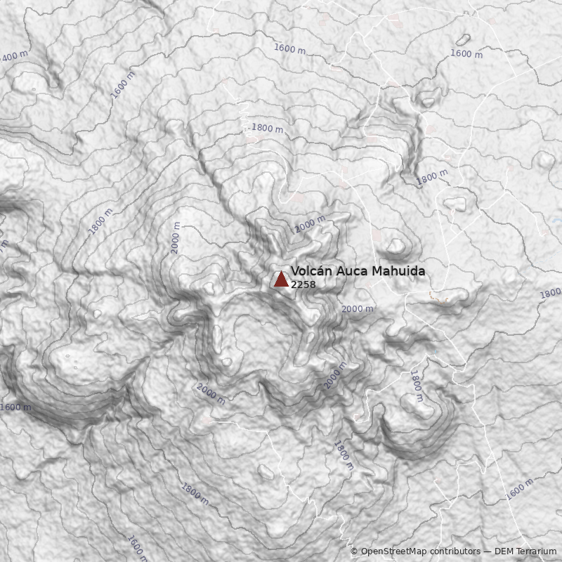 Mapa Volcán Auca Mahuida