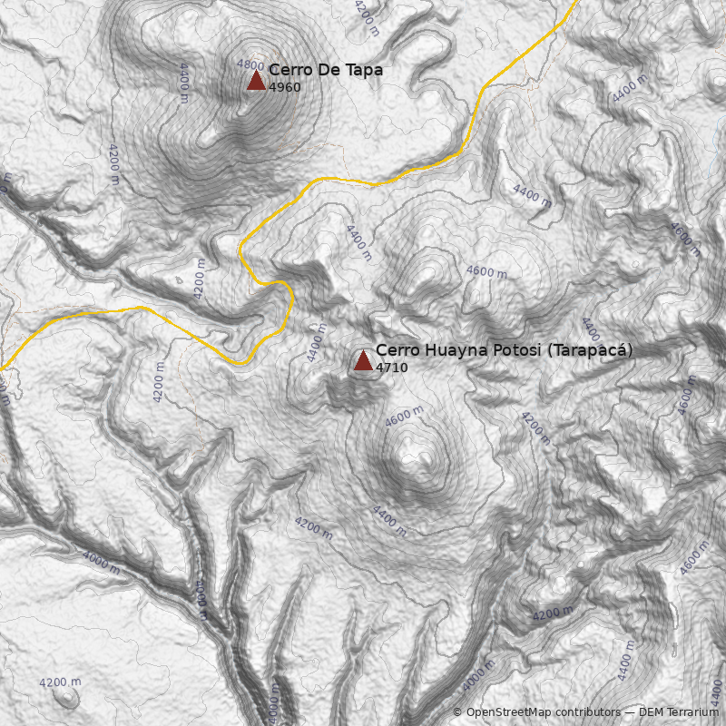 Mapa Cerro Huayna Potosi (Tarapacá)