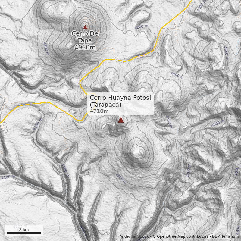 Mapa Cerro Huayna Potosi (Tarapacá)