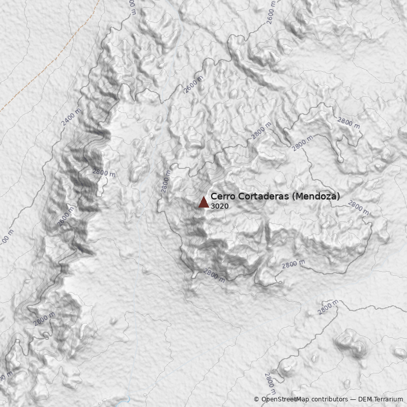 Mapa Cerro Cortaderas (Mendoza)
