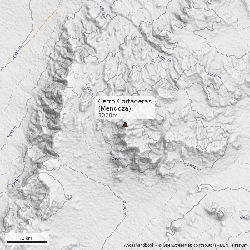 Mapa Cerro Cortaderas (Mendoza)
