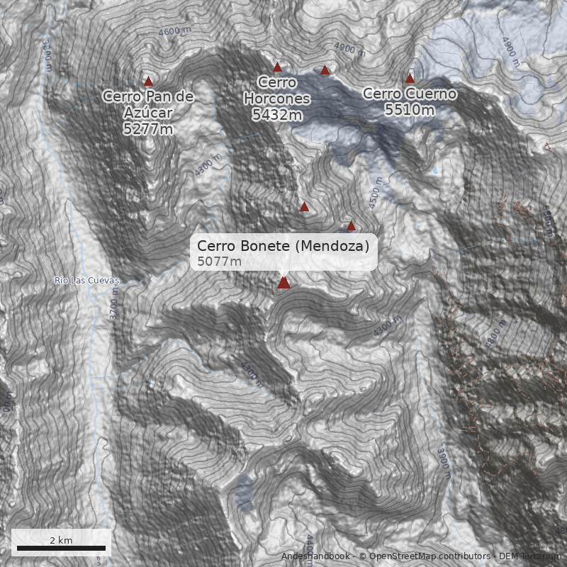 Mapa Cerro Bonete (Mendoza)