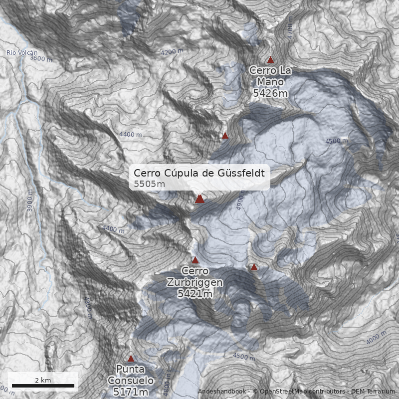 Mapa Cerro Cúpula de Güssfeldt