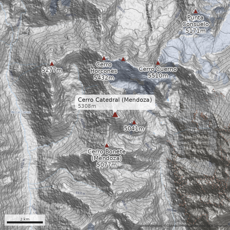 Mapa Cerro Catedral (Mendoza)