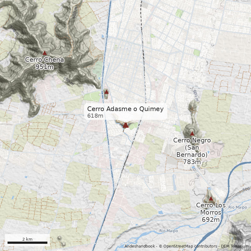 Mapa Cerro Adasme o Quimey