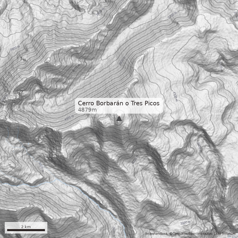 Mapa Cerro Borbarán o Tres Picos