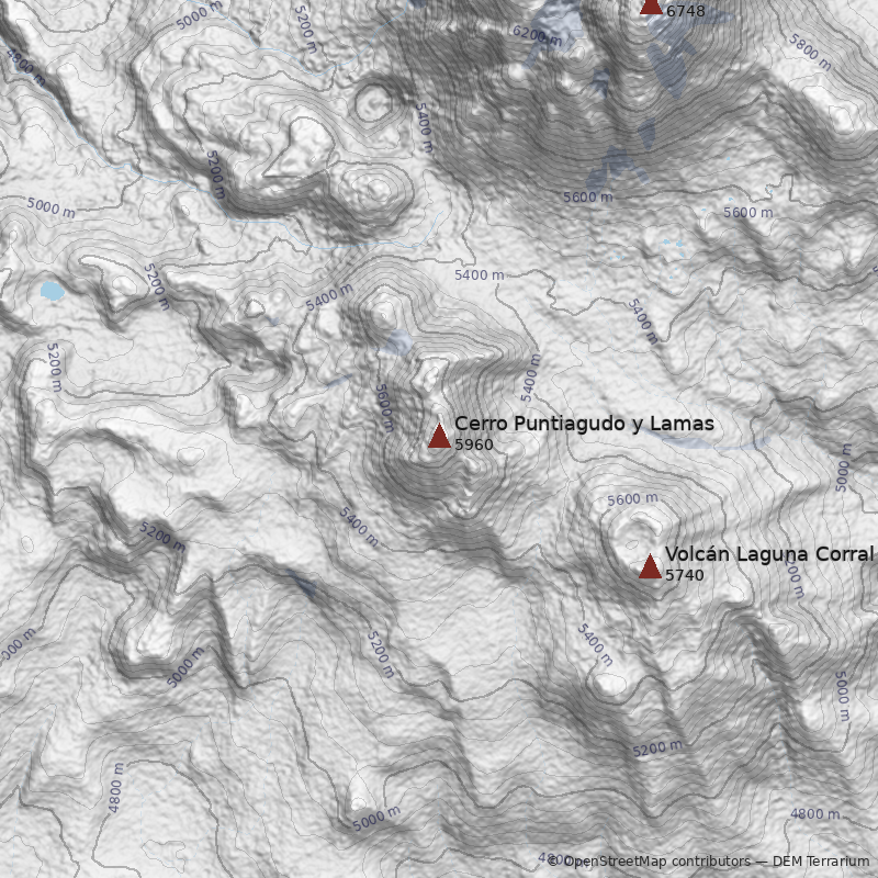 Mapa Cerro Puntiagudo y Lamas