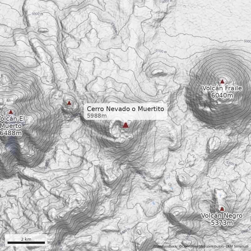Mapa Cerro Nevado o Muertito
