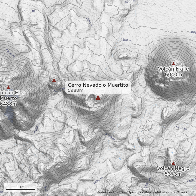 Mapa Cerro Nevado o Muertito
