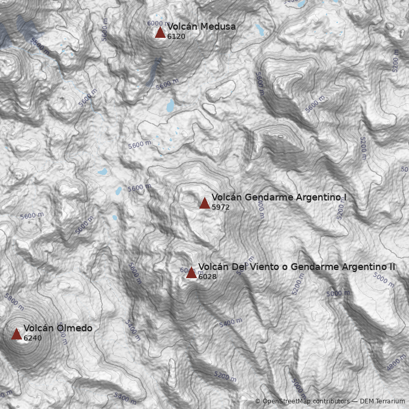 Mapa Volcán Gendarme Argentino I
