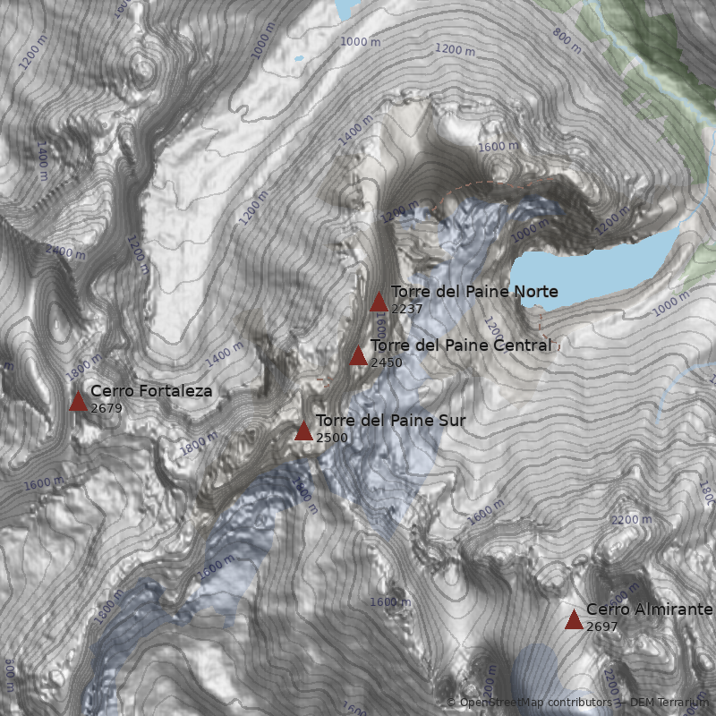 Mapa Torre del Paine Central