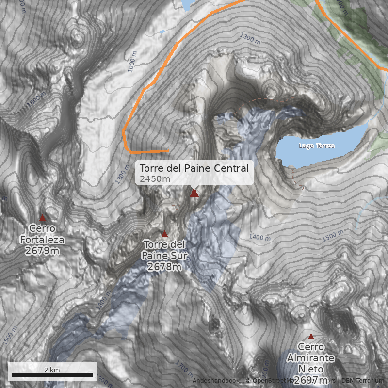 Mapa Torre del Paine Central