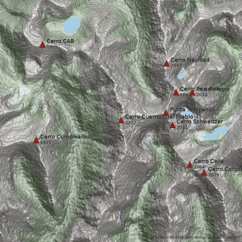 Mapa Cerro Cuernos del Diablo