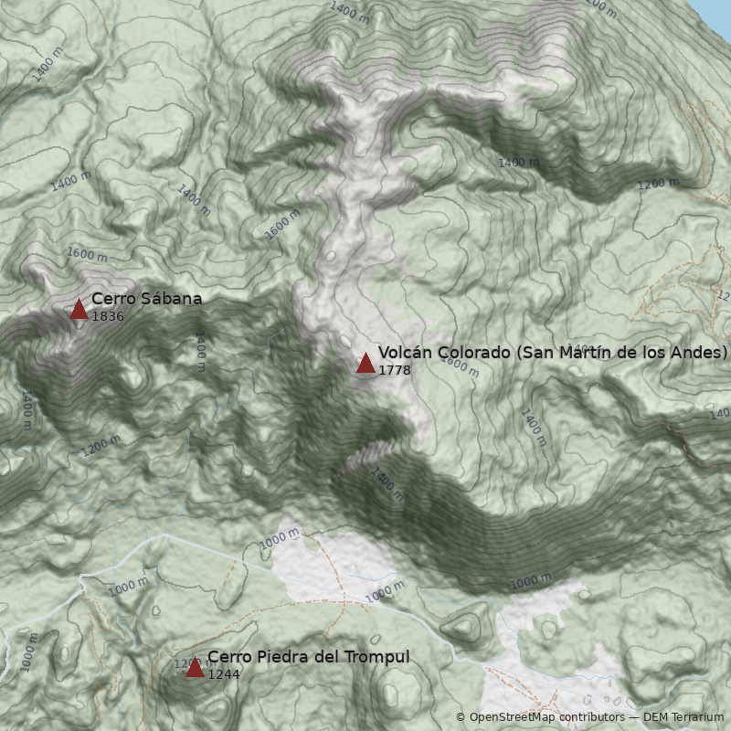 Mapa Volcán Colorado (San Martín de los Andes)