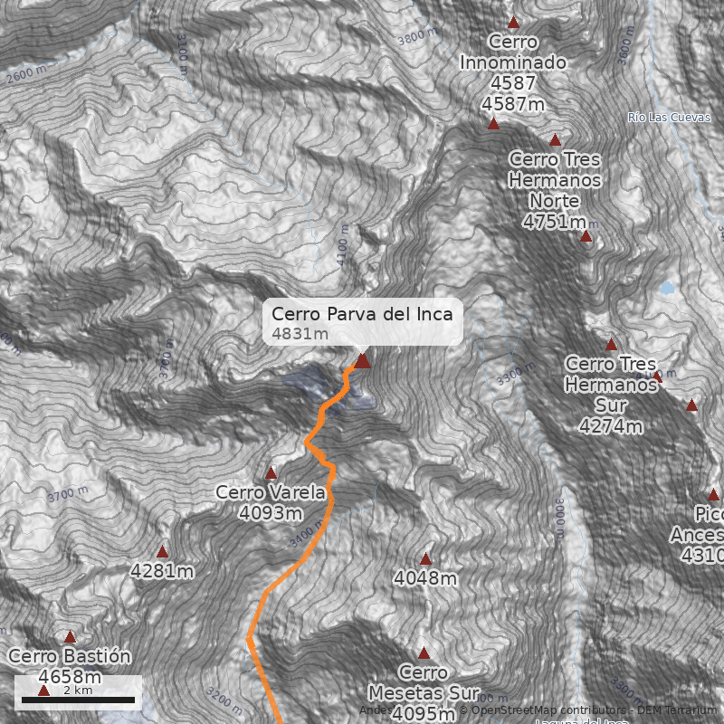 Mapa Cerro Parva del Inca