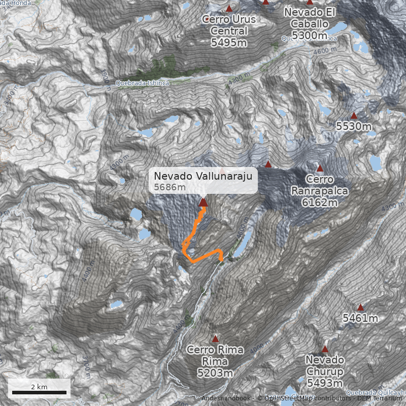 Mapa Nevado Vallunaraju