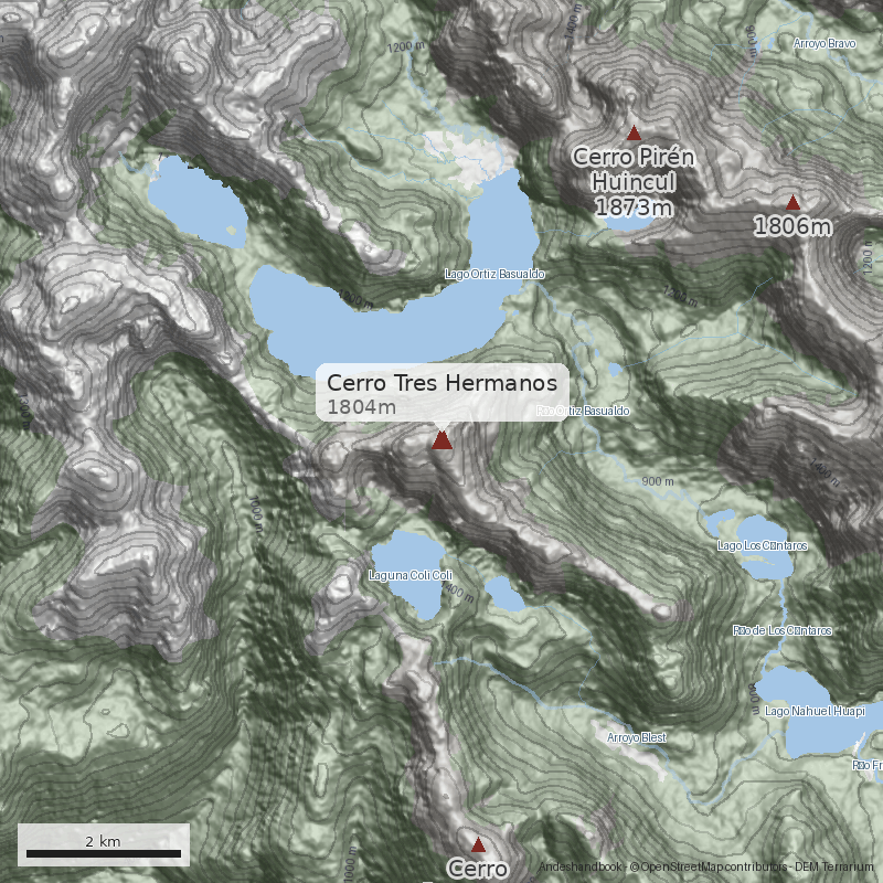 Mapa Cerro Tres Hermanos