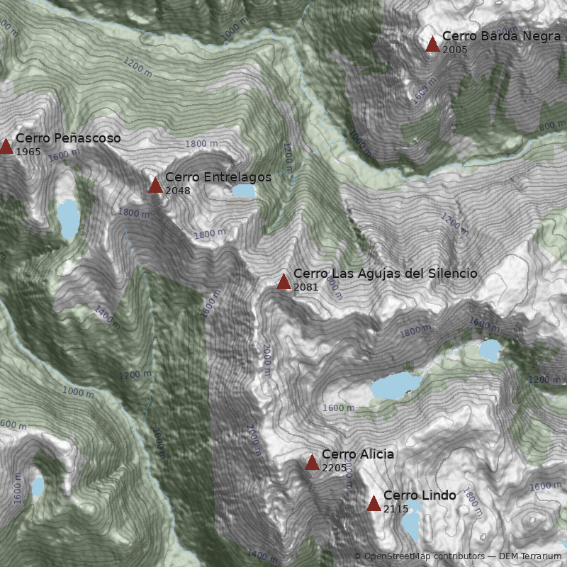 Mapa Cerro Las Agujas del Silencio