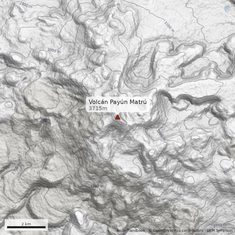 Mapa Volcán Payún Matrú