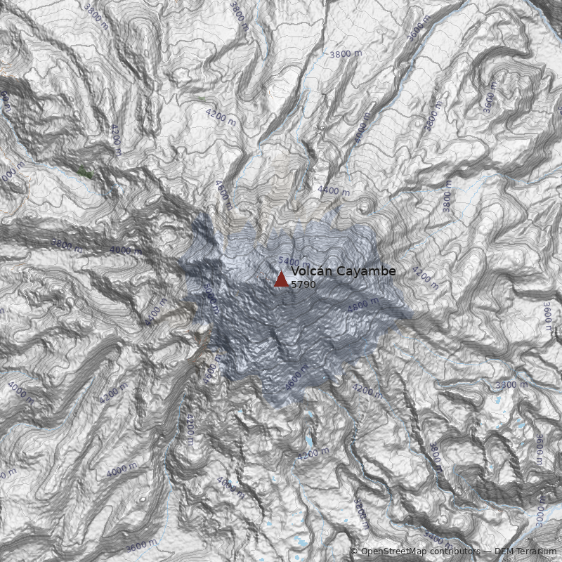Mapa Volcán Cayambe
