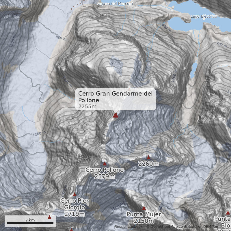 Mapa Cerro Gran Gendarme del Pollone