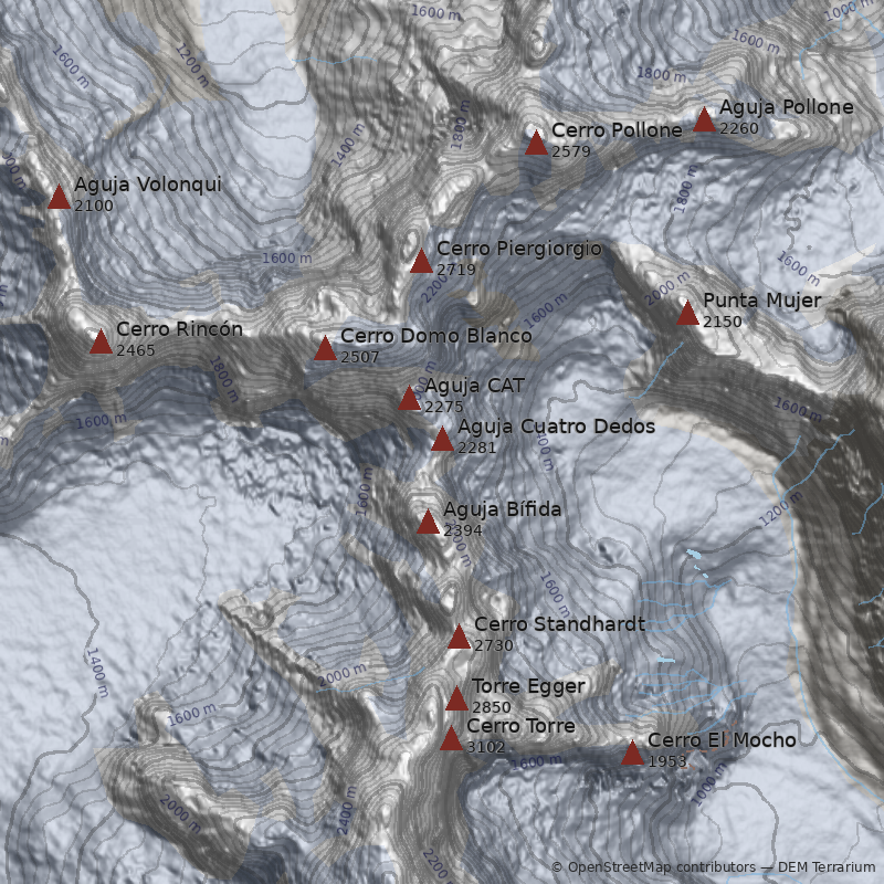 Mapa Aguja Cuatro Dedos