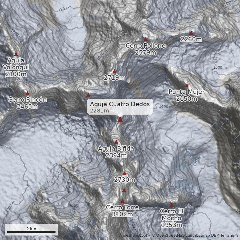 Mapa Aguja Cuatro Dedos