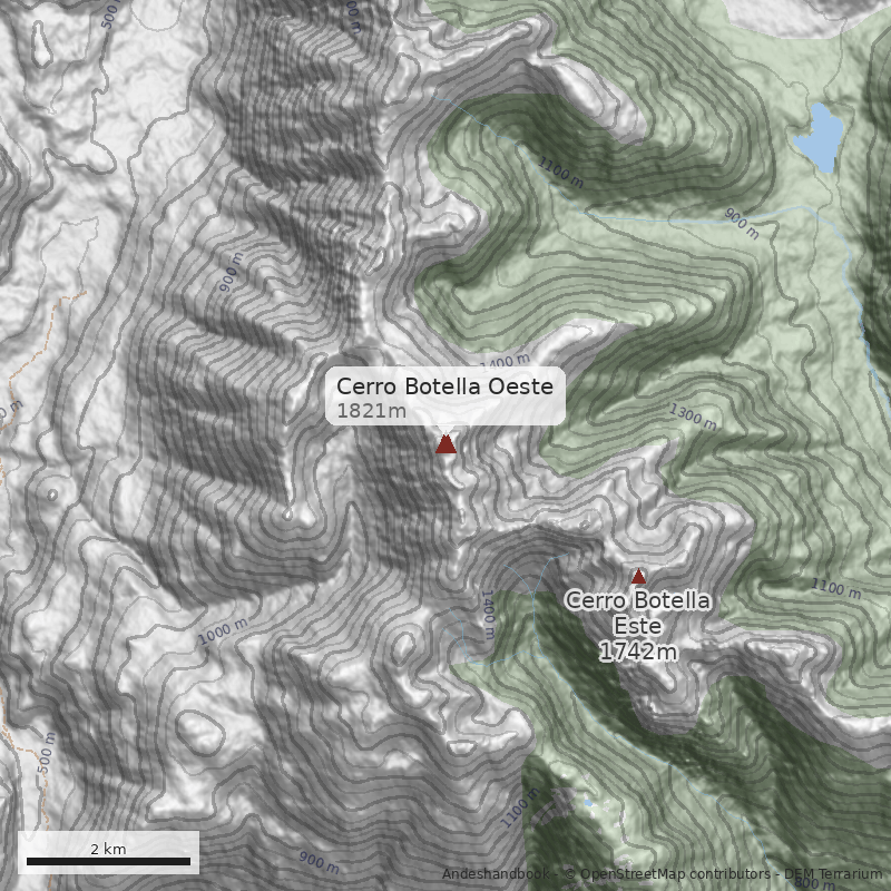 Mapa Cerro Botella Oeste