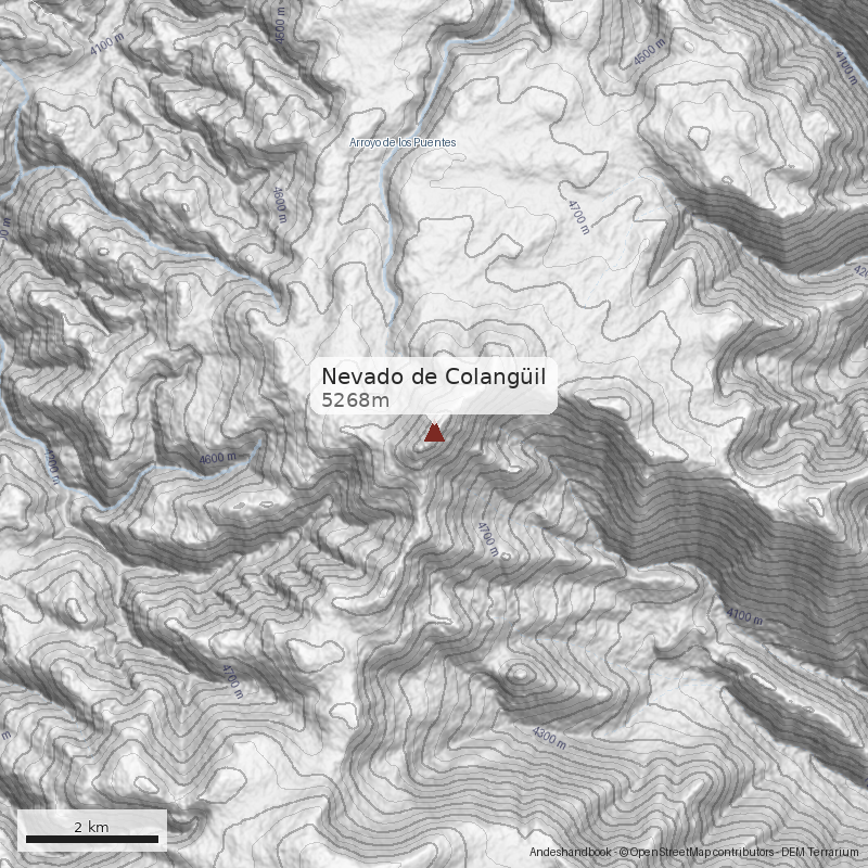 Mapa Nevado de Colangüil
