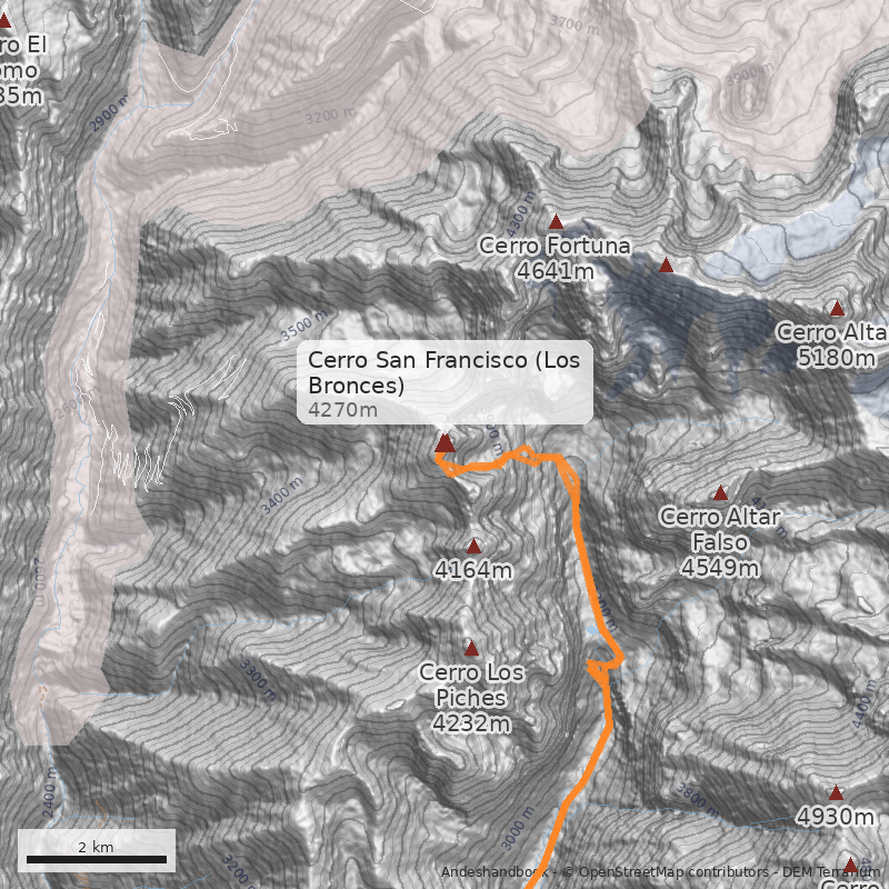 Mapa Cerro San Francisco (Los Bronces)